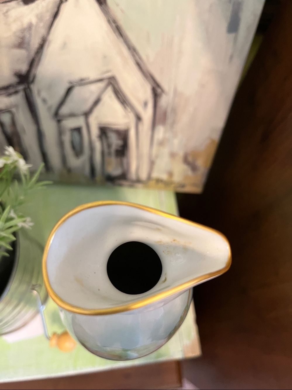 Vintage hand-painted porcelain decanter-style vase - Picture 5 of 7